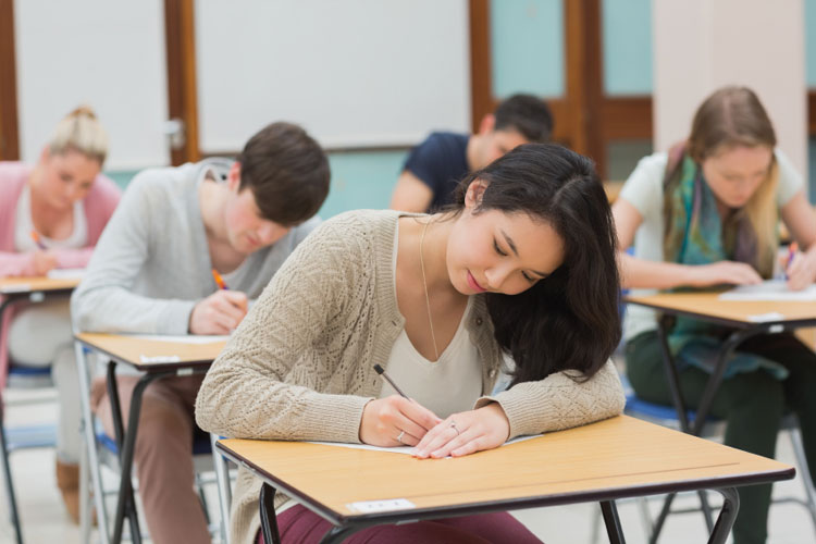 students taking an